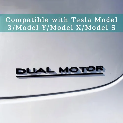 Vista 6 de Modelo 3 Y Emblema de Motor Dual Adhesivo de Insignia con Letras Subrayadas Accesorios Compatibles con Tesla Model 3/Y/S/X (Negro Brillante)
