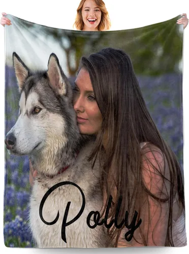 Vista 8 de Manta personalizada con fotos, manta personalizada con fotos con texto en inglés "I Love You", regalo de cumpleaños para novia, novio, esposa