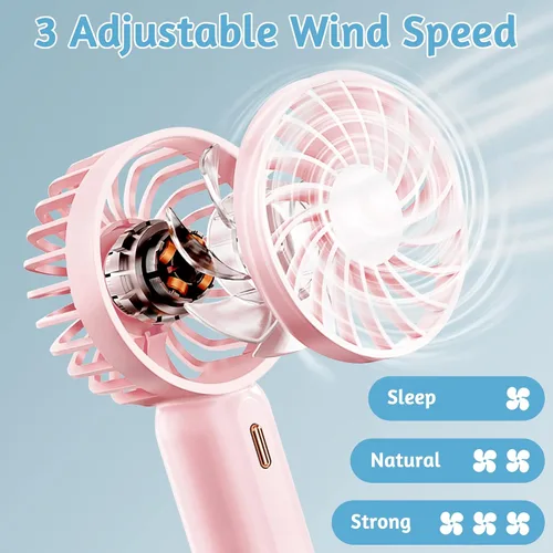 Vista 4 de Ventilador de mano, ventilador portátil personal recargable por USB con 3 velocidades, tamaño súper mini (2.4 x 1.2 x 0.5 in) para niños, al aire