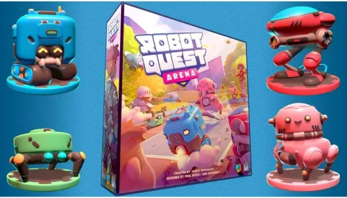 Vista 4 de Wise Wizard Games: Robot Quest Arena Juego de mesa de construcción de cubiertas