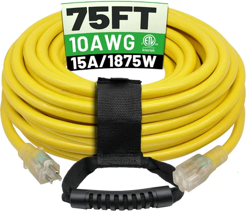 Vista 12 de POWGRN Cable de extensión para exteriores de 50 pies, 10 AWG, impermeable Negro