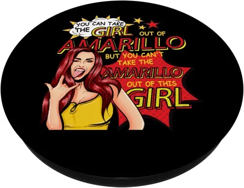Vista 2 de Retro Girl From Amarillo - Comic Style - Amarillo Girl PopSockets Swappable PopGrip