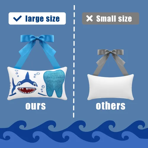 Vista 5 de Almohada de hada de dientes con bolsillo para niñas y niños, almohada de dientes de hadas de dientes, bolsa de recuerdo de dientes, 8.6 x 4.8