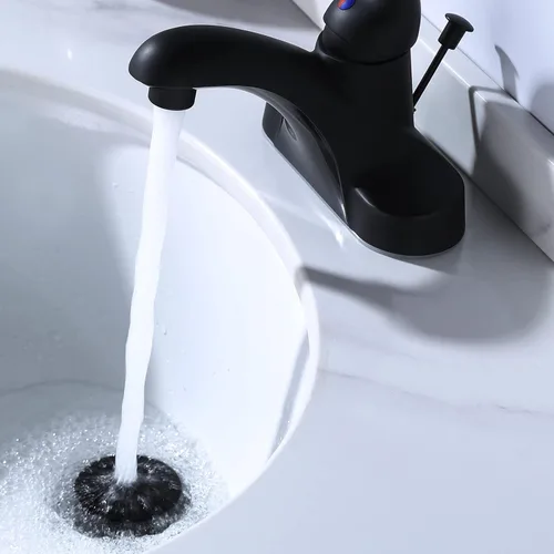 Vista 2 de ARCORA - Drenaje de lavabo con desbordamiento, tapón de lavabo de baño con varilla de elevación, drenaje mate negro para lavabo de recipiente
