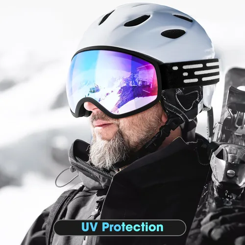 Vista 6 de Gafas de esquí, gafas de snowboard para hombres, mujeres, adultos, jóvenes y mayores de 15 años, gafas de esquí de nieve