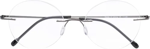 Vista 7 de CessBlu Gafas de lectura sin montura redondas para hombres y mujeres, Negro