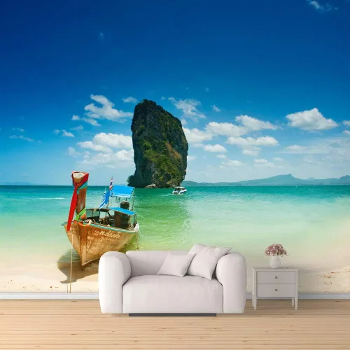 Vista 29 de SIGNFORD Mural de pared romántica playa extraíble, adhesivo de pared para dormitorio, sala de estar, 66 x 96 pulgadas
