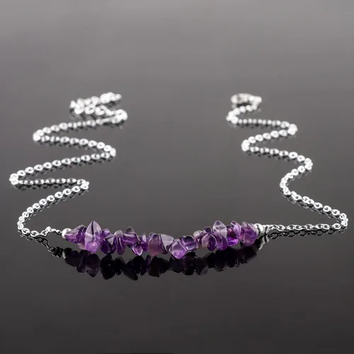 Vista 5 de Gempires Purple Amethyst Crystal Necklace February Birthstone Gifts Hypoallergenic 18 Inch Silver Plated Jewelry For Women