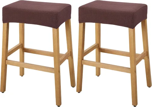 Vista 45 de YISUN Fundas de taburete rectangulares, paquete de 2 fundas elásticas impermeables para asiento de silla de montar, taburetes de bar, sillas de bar