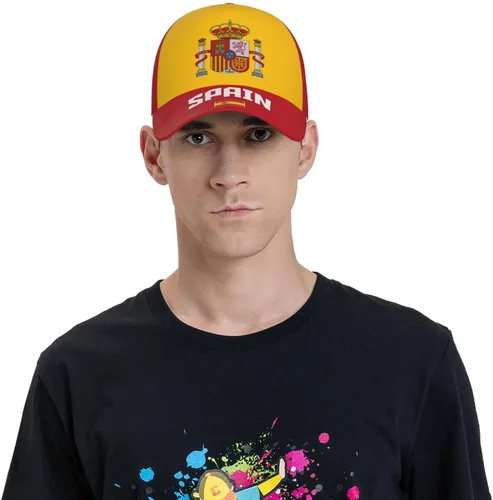 Vista 6 de Gorra de béisbol española con la bandera de España 3D con impresión completa para adultos, unisex, ajustable, gorra patriótica de fútbol, As Pic