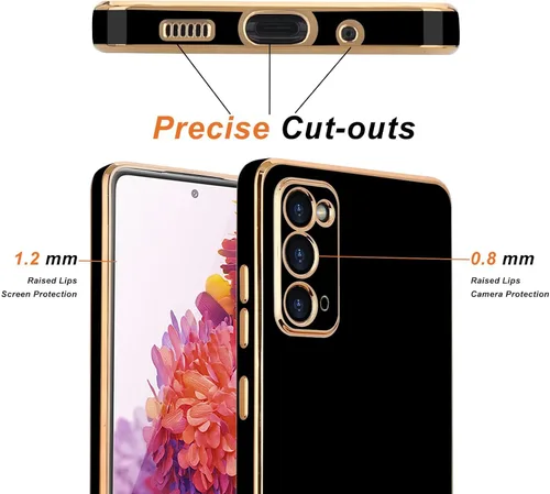 Vista 3 de Funda diseñada para Galaxy Note 20, borde dorado chapado para funda de TPU suave, protección a prueba de golpes, flexible, Samsung Galaxy Note 20