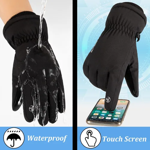 Vista 2 de BZGG Guantes de esquí, guantes de nieve impermeables de invierno para hombres y mujeres, resistentes al viento, con pantalla táctil, guantes