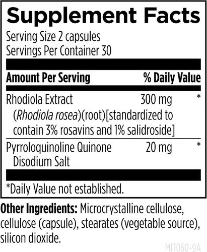 Vista 3 de Designs for Health Fórmula energética de mitocondrias con Bio-PQQ - Mito-PQQ Rhodiola + 20 mg PQQ (Pirroloquinolina Quinona) Suplemento - Apoya