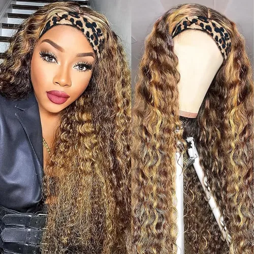 Vista 61 de XSY: Peluca de diadema de cabello humano de onda profunda sin pegamento, sin encaje frontal, peluca de diadema rizada, lista para usar y llevar