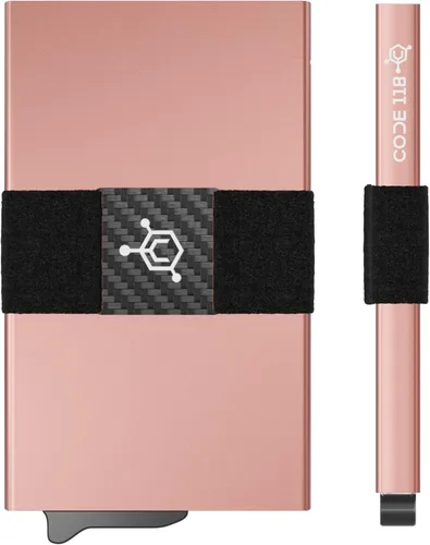 Vista 33 de CODE 118 Billetera – Billetera inteligente automática premium, bloqueo RFID, billetera de metal minimalista emergente para hombres, aluminio de 24K