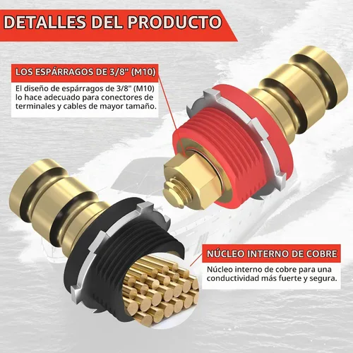 Vista 4 de Joinfworld Terminales de batería remotos con espárrago de 3/8" Poste de salto de batería con cubierta, Kit de poste de carga de batería de 250A