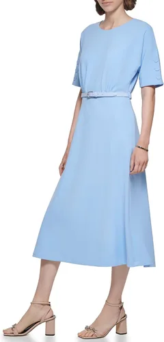 Vista 2 de Calvin Klein Vestido recto midi con cinturón para mujer