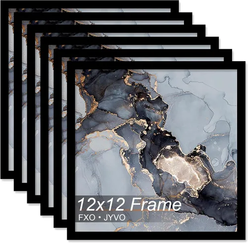 Vista 28 de Fxojyvo Marco de 4 x 4 pulgadas, marco negro para póster cuadrado de 4 x 4, peso ligero y altamente transparente, marco de 4 x 4 para pared, 1