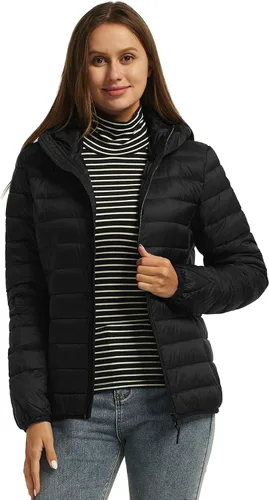 Vista 3 de Wantdo - Chaqueta de plumón corto con capucha para mujer