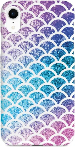Vista 10 de Inspired Cases - Funda con textura 3D para iPhone Xs Max - Funda protectora de goma para Apple iPhone Xs Max - Escamas de sirena - Arco iris