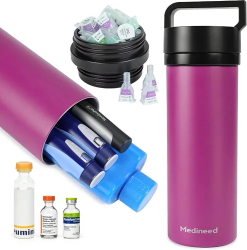 Vista 7 de Medineed Maletín de viaje para insulina aprobado por la TSA, organizador de viaje refrigerado para diabetes 60H con paquetes de hielo, enfriador