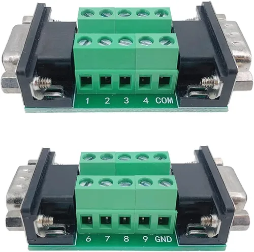 Vista 2 de 2 unids RS232 DB9 macho a hembra Terminal Breakout Board Connector