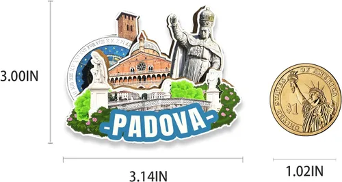 Vista 3 de Imán de Padova de Italia para nevera, monumentos 3D, decoración coleccionable de recuerdos hechos a mano