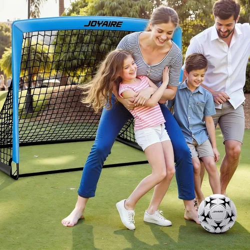 Vista 8 de Portería de fútbol para niños de nivel profesional en el patio trasero, red de fútbol de poliéster de 5 capas resistente a desgarros y postes de 10