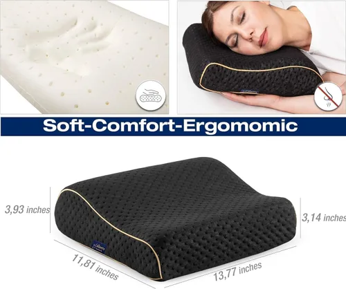 Vista 2 de alkamto Almohada de espuma viscoelástica cómoda para viajes y campamentos, bolsa portátil fácil de llevar, funda de almohada con regulación