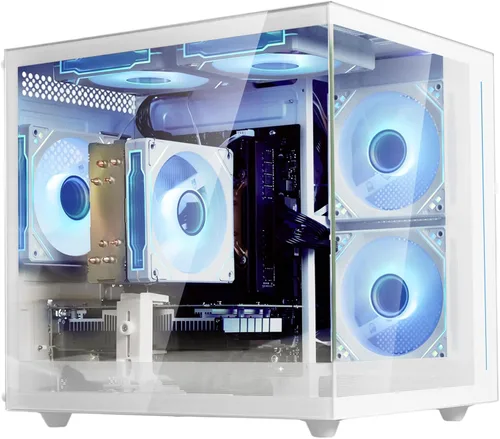 Vista 11 de suevery Prebuilt Desktop Computer Gaming PC Negro PC Memoria DDR4 16G, SSD 512G, AMD Ryzen5 6Cores 3.6G hasta 4.1G, tarjeta gráfica Radeon 4G