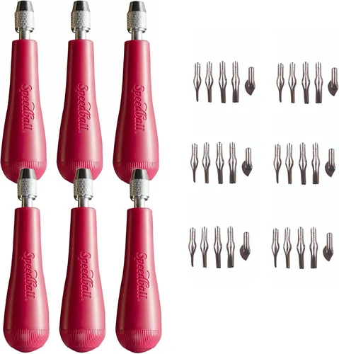Vista 11 de Speedball Cortador de linóleo estilo cúter, con varias cuchillas Rojo