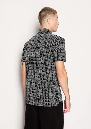 Vista 4 de AX ARMANI EXCHANGE Men's Regular Fit Cotton Jersey All Over Ax Logo Polo
