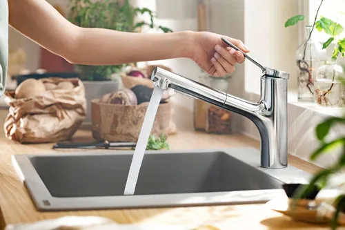 Vista 4 de hansgrohe Zesis Grifo de cocina monocontrol cromado, llaves de cocina con pulverizador extraíble, llave para fregadero de cocina, cromado 74810001