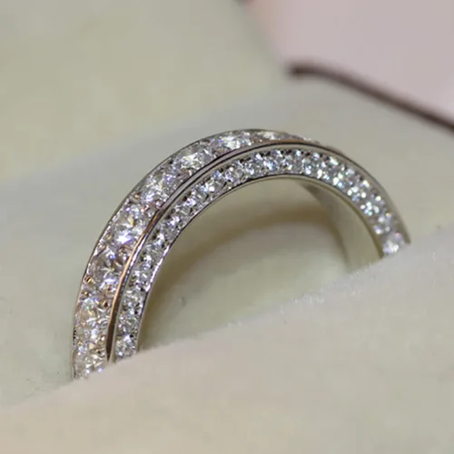 Vista 36 de Iumer - Anillo de zircón de dos piezas con incrustaciones de diamantes de imitación artificiales para mujer, talla 6-10.