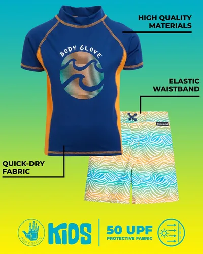 Vista 2 de Body Glove Conjunto de traje de baño de 2 piezas UPF 50+ para niños (talla 4-18)
