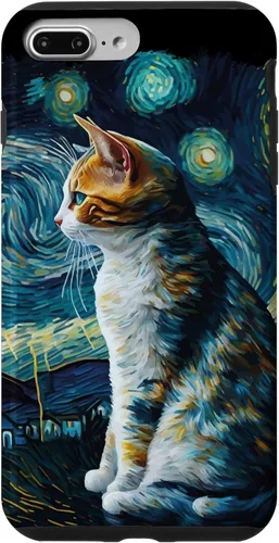 Vista 12 de Lindo Van Gogh Starry Night Cat Calico Cat Lover - Carcasa divertida para iPhone 17