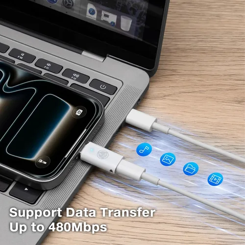 Vista 2 de Adaptador Lightning a USB C con PD35W 2 piezas, soporta carga estable PD y control de calidad y transferencia de datos, para iPhone 17/16/15 Series