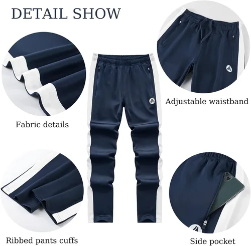 Vista 5 de ANOTWENER Trajes deportivos de 2 piezas para hombre, cuello alto, manga larga con bolsillos laterales dobles, chaqueta y pantalones deportivos