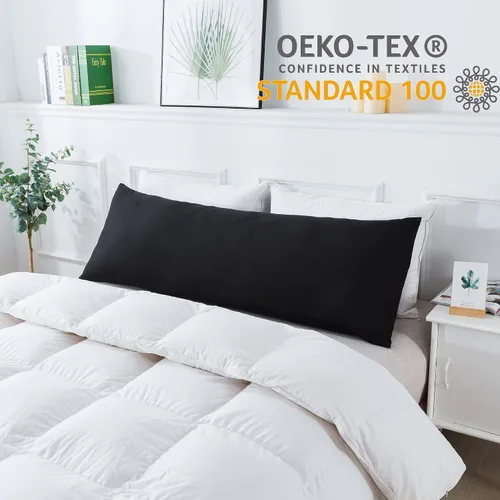 Vista 2 de ELNIDO QUEEN Almohada corporal con funda de almohada - Almohada de cama larga suave para adultos - Relleno de almohada de cuerpo completo Negro
