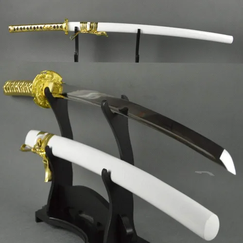 Vista 10 de Espada Katana de combate real hecha a mano, espada samurái afilada de espiga completa, acero de Damasco, acero 1095, cuchillos de acero templado T10