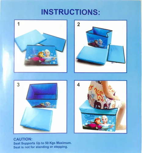 Vista 3 de Frozen. Princess Elsa Anna & Olaf - Caja de almacenamiento plegable y taburete (rosa intenso)