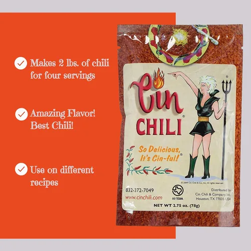 Vista 5 de Cin Chili Mix Salsa de condimentos deliciosamente molesta para cocinar o hornear, paquete de 3