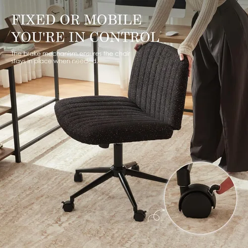 Vista 6 de Dowinx Silla cruzada con ruedas, tela preminum y cojín de muelles de bolsillo, silla de computadora giratoria ajustable, silla de computadora