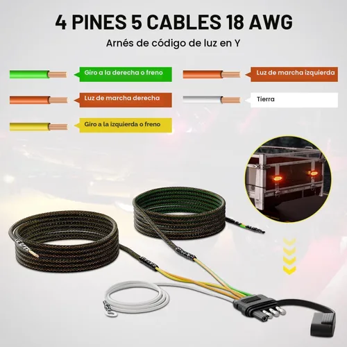 Vista 4 de Oyviny Arnés de cableado de remolque de 4 pines y 5 cables de 22 pies para recablación de luces traseras de ambos lados, kit de luz de remolque