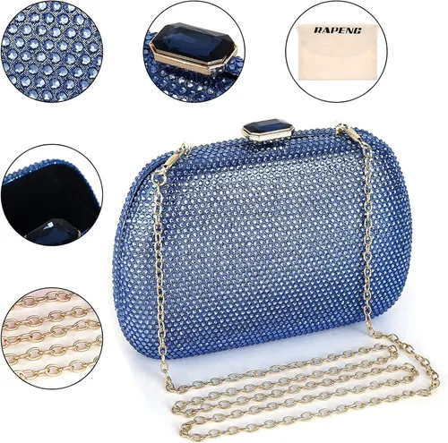 Vista 3 de RAPENG Bolso de noche para mujer con diamantes de imitación con purpurina para boda novia cóctel fiesta baile de graduación