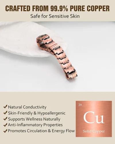 Vista 7 de Pulseras de cobre para hombre, pulseras magnéticas para hombres