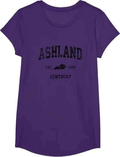 Vista 18 de Ashland Kentucky KY Vintage Sports Design Camiseta de impresión negra Asfalto
