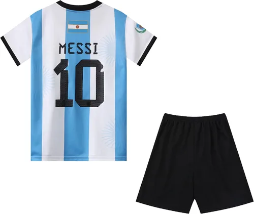 Vista 3 de Argentina Champions No.10 Sports Soccer Football Boys Kids Youth Jersey Shirt Kit Set
