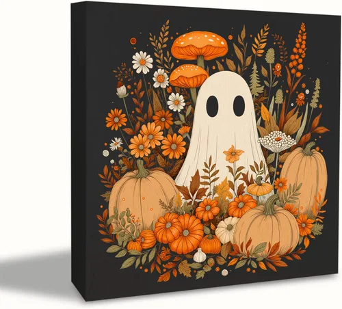 Vista 7 de KEUSPI Letrero de madera de fantasma de Halloween occidental, decoración del hogar, decoraciones de Halloween occidentales, lindo vaquero fantasma
