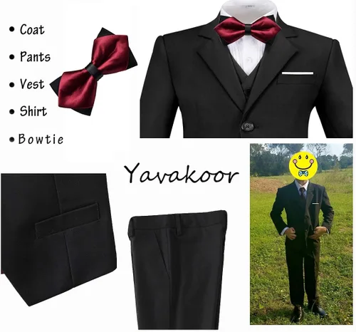 Vista 6 de Boy Suits 5 Piece Slim Fit Suit for Kids Toddler Formal Set Wedding Ring Bearer Outfit